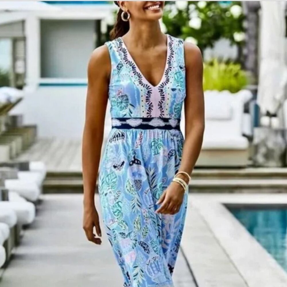 NWT Lilly Pulitzer - McKinley Maxi Dress Blue Peri Lapis Lanterns - Size 0